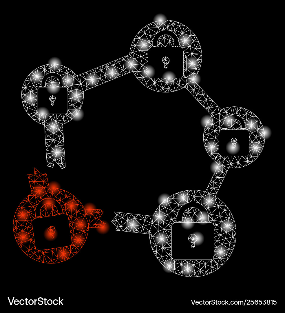 Bright mesh 2d broken blockchain network Bright mesh 2d broken blockchain network vector image