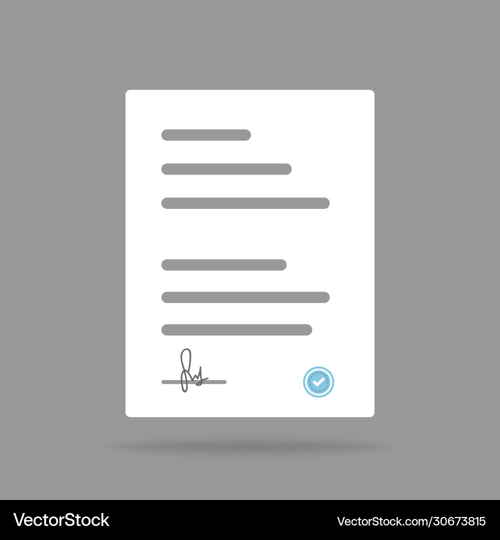 Document file paper icon contract in flat Document file paper icon contract in flat vector image