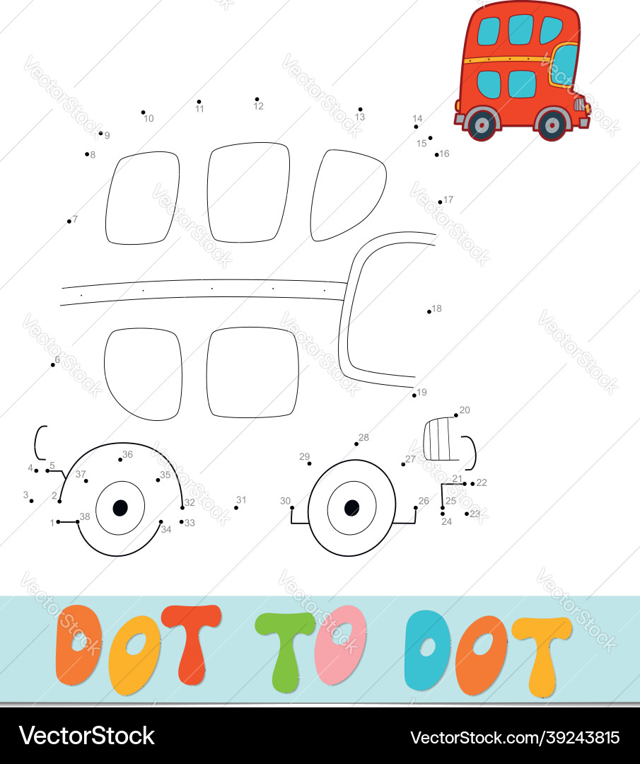 Dot to puzzle connect dots game bus Vector Image