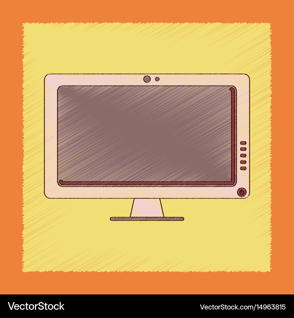 Flat shading style icon computer monitor Vector Image