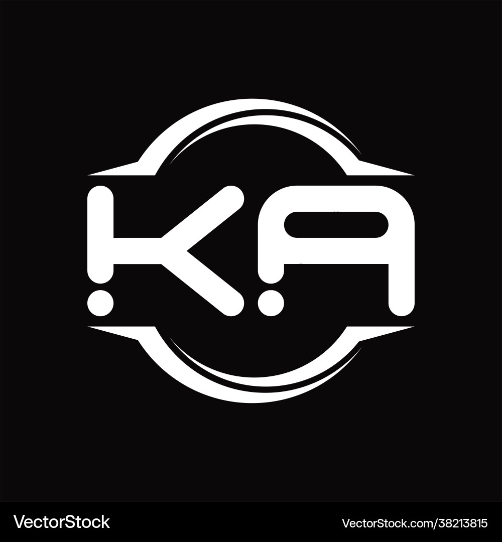 Ka logo monogram with circle rounded slice shape Ka logo monogram with circle rounded slice shape Vector Image