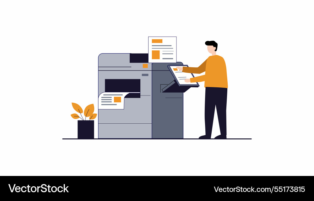 Man using printer in office space Vector Image