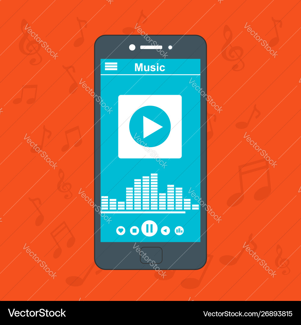 Media player application app template with flat Media player application app template with flat vector image