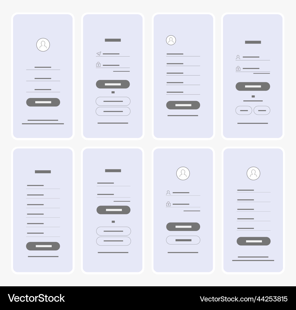 Mobile app ui wireframe kit sign in and up Mobile app ui wireframe kit sign in and up vector image