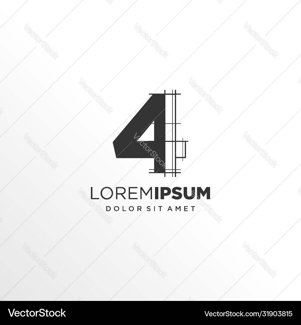 Number 4 logo design with architecture element Number 4 logo design with architecture element vector image
