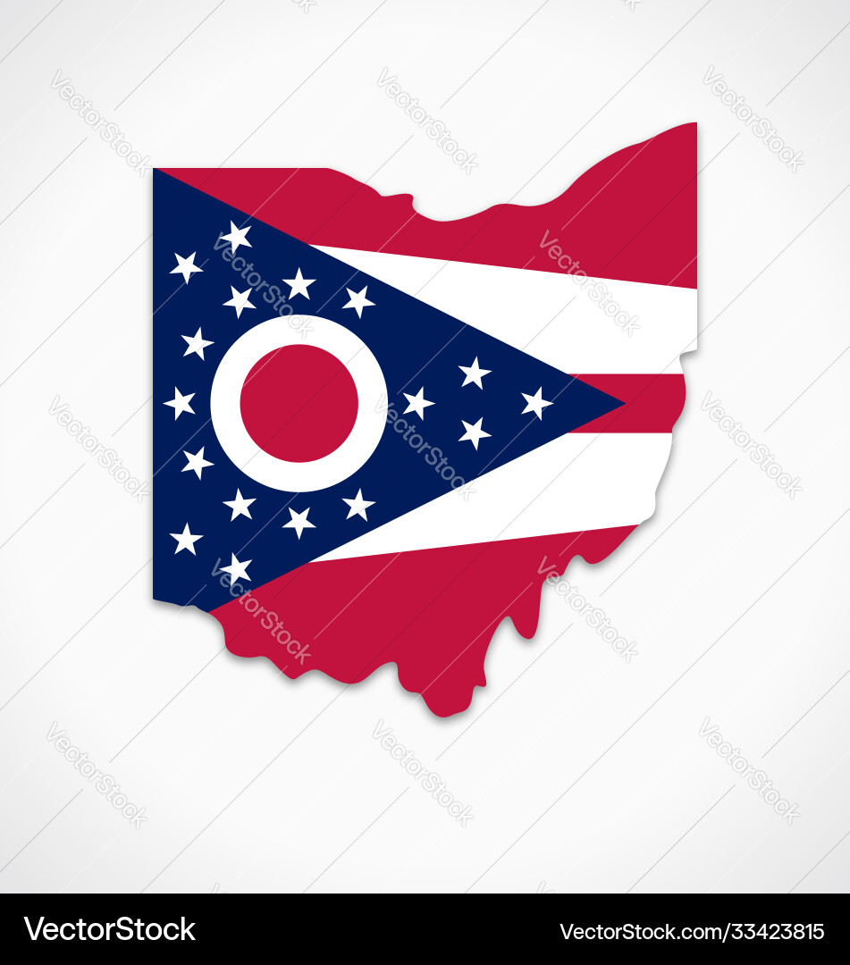 Ohio oh flag in state shape Royalty Free Vector Image