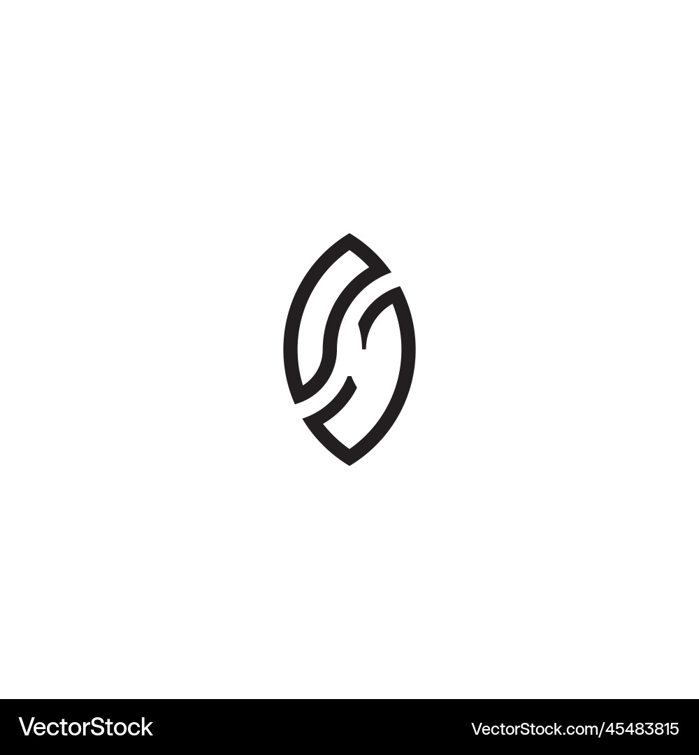 Oj leaf shape line initial concept with high Oj leaf shape line initial concept with high vector image