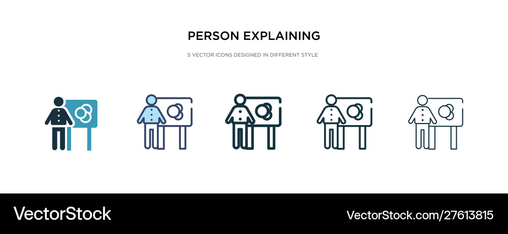 Person explaining data icon in different style Person explaining data icon in different style vector image