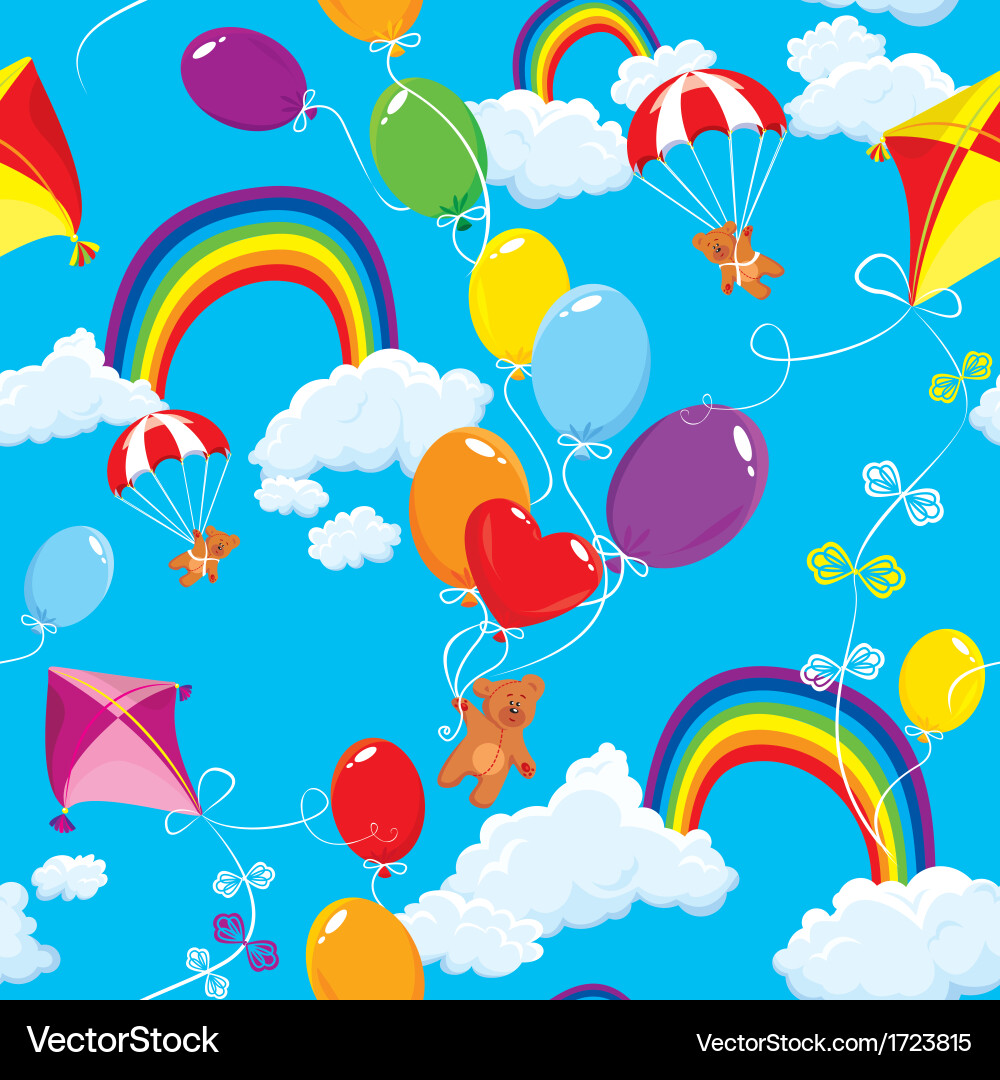Rainbow Clouds Pattern Vector Image