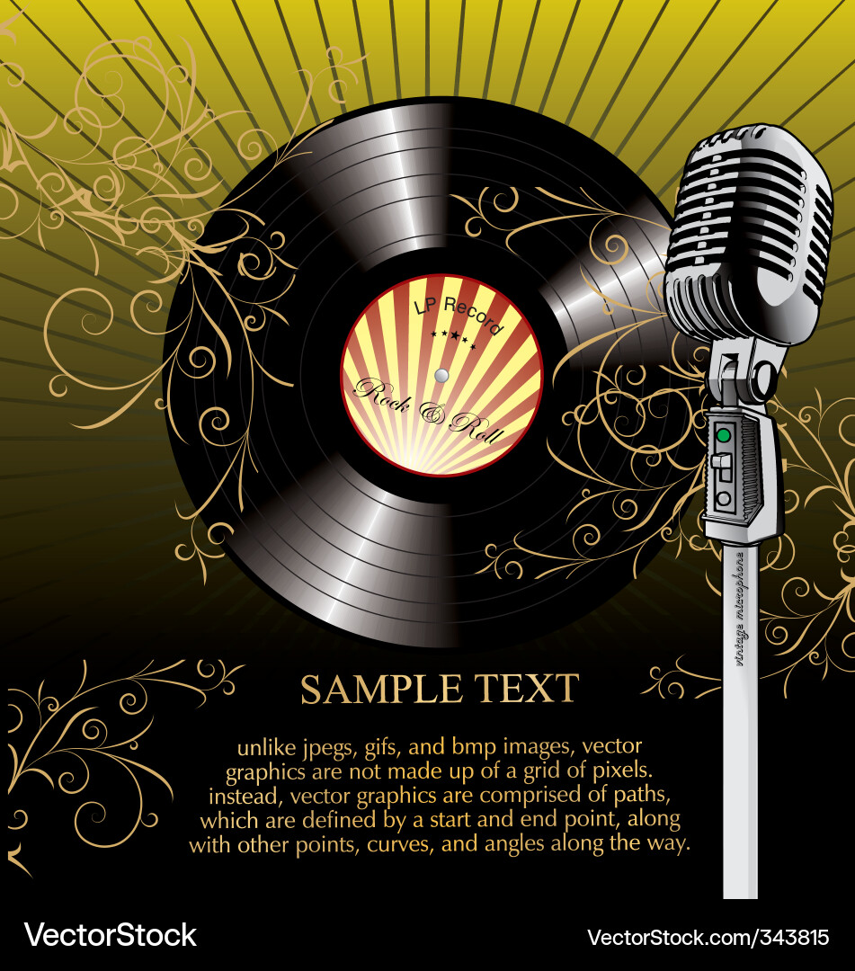 Retro Music Background - Vinyl & Records Vector Image