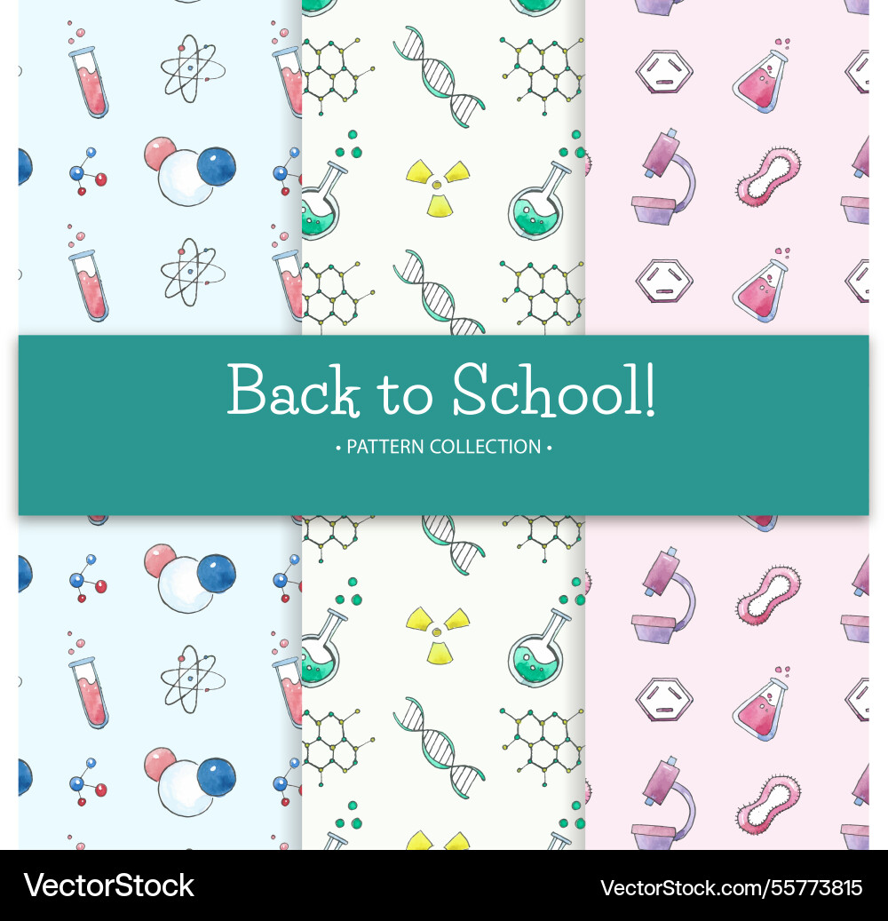 School patterns collection with elements Vector Image