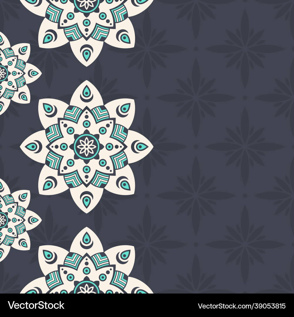 Seamless border pattern with color mandalas Seamless border pattern with color mandalas vector image
