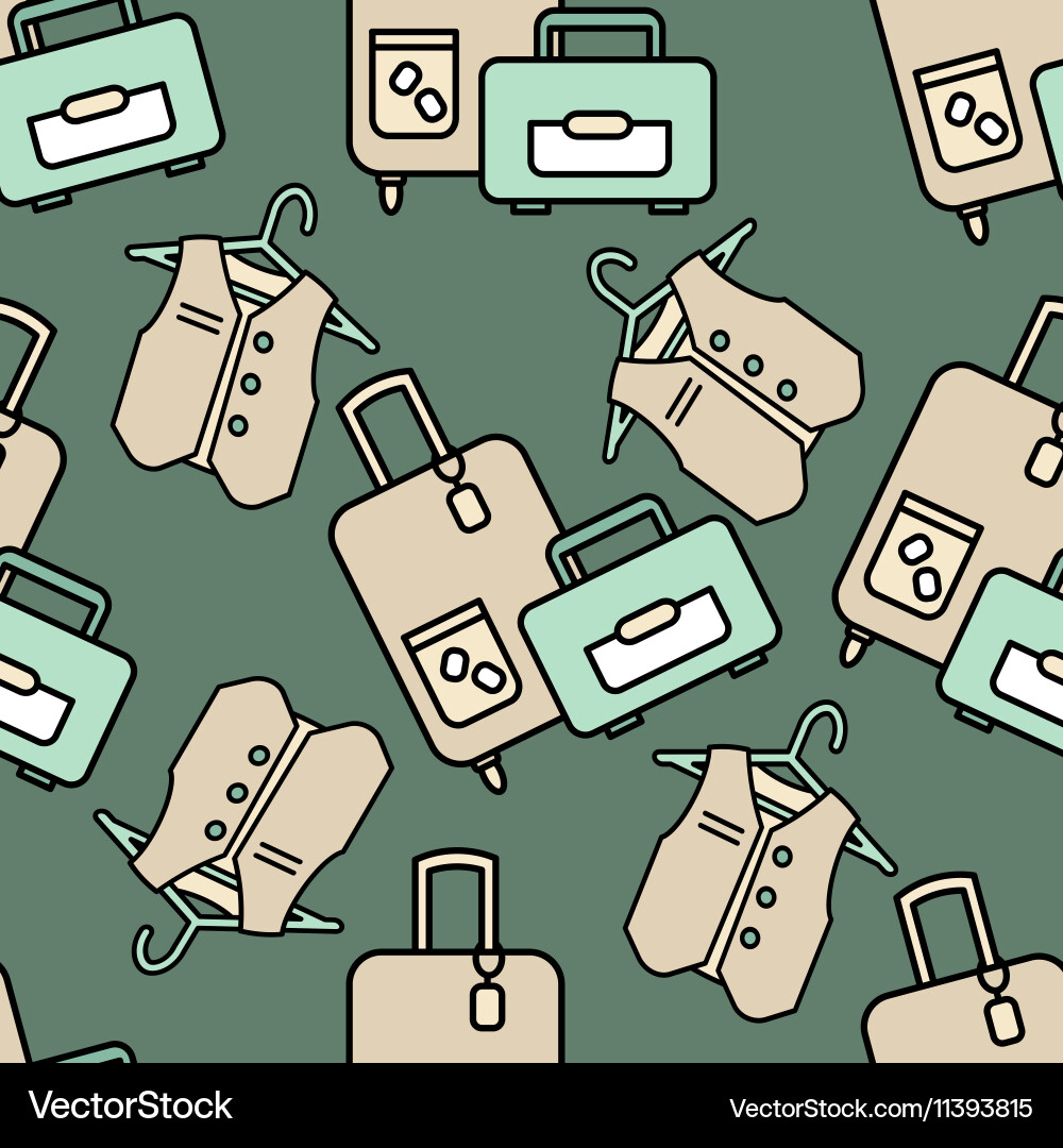 Seamless pattern with suitecase and waistcoat vector image