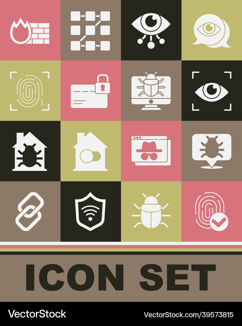 Set fingerprint system bug eye scan credit card Set fingerprint system bug eye scan credit card vector image