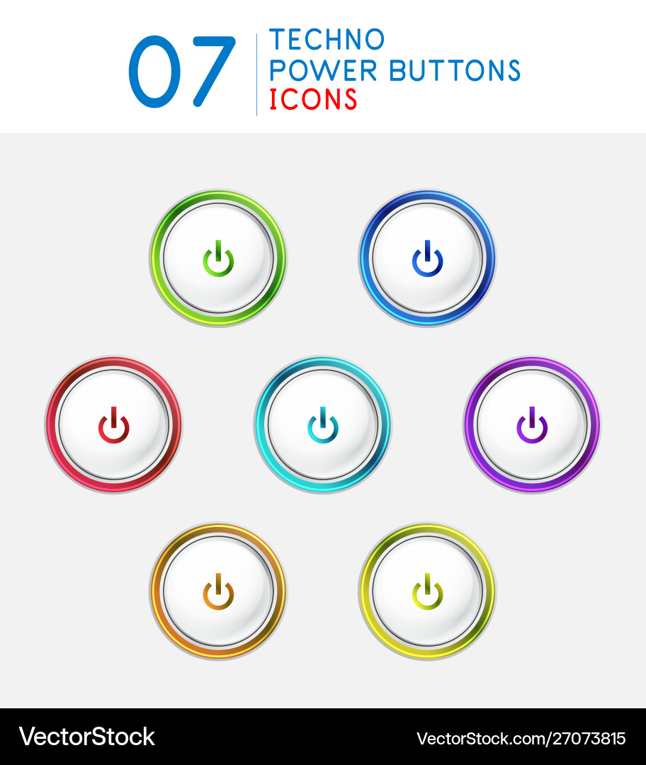 Set led power buttons Set led power buttons vector image