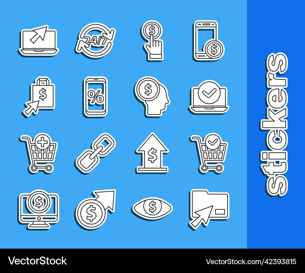 Set line cursor click document folder shopping Set line cursor click document folder shopping vector image