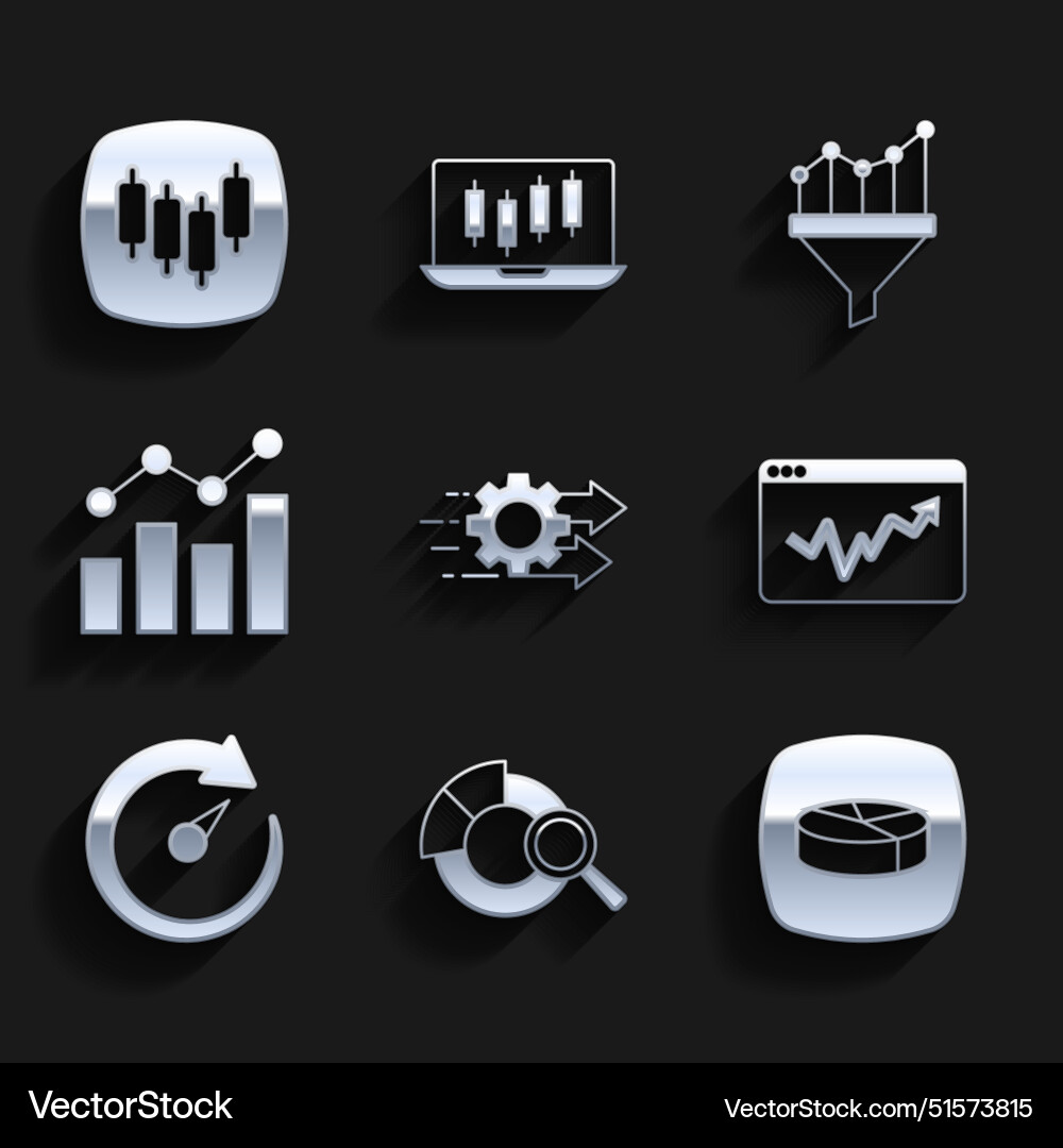 Set time management search data analysis pie Set time management search data analysis pie vector image