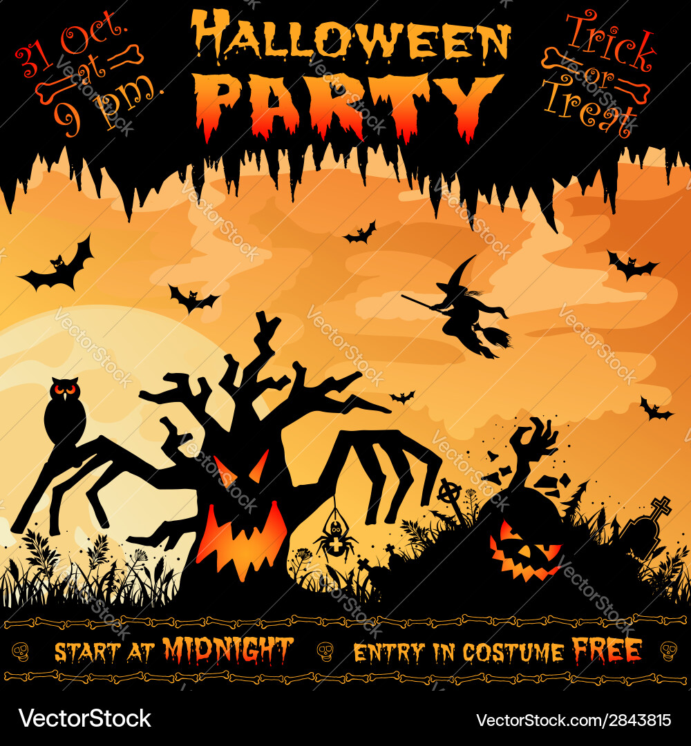 Spooky Halloween Tree Poster vector image