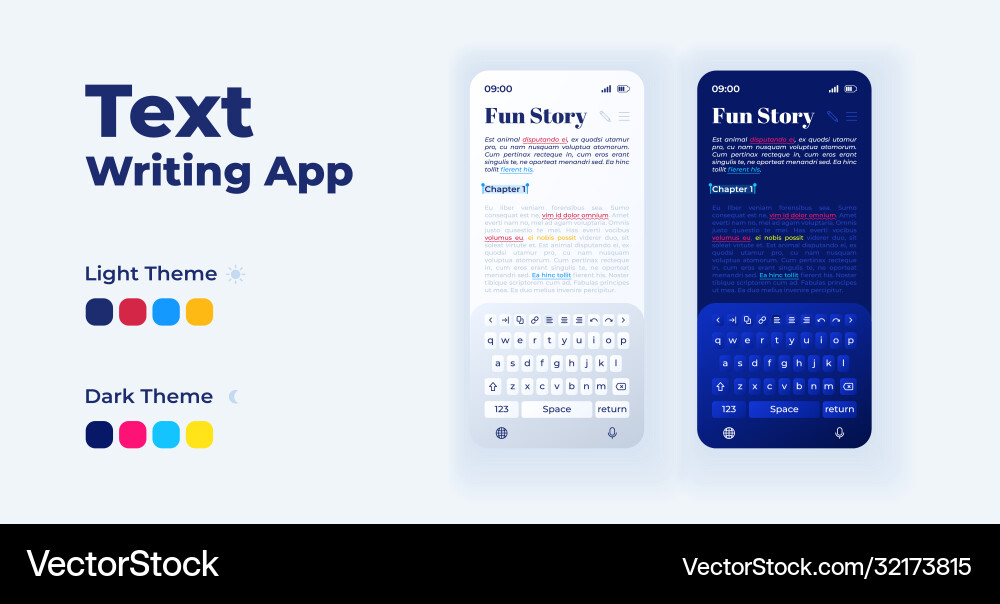 Text writing smartphone interface templates set Text writing smartphone interface templates set Vector Image