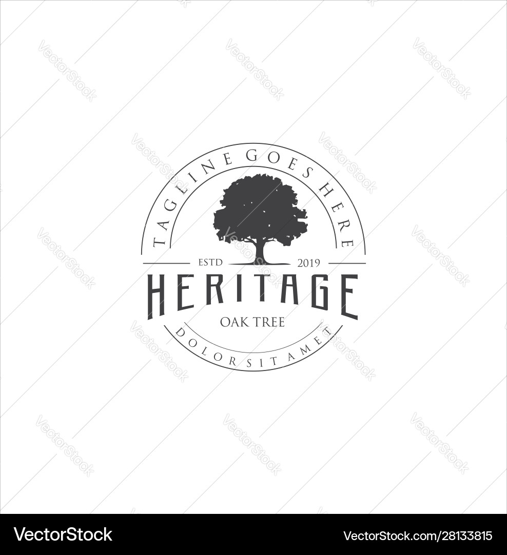 Vintage Oak Tree Logo Vector Image