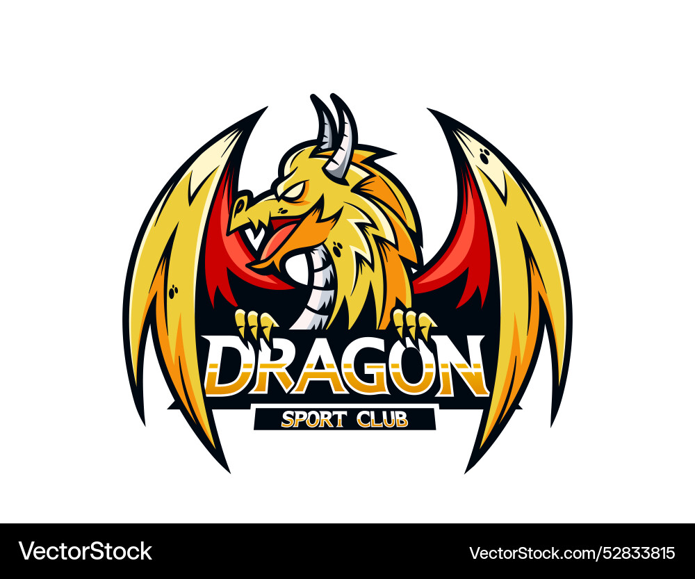 Yellow and red dragon emblem for a sports team Vector Image