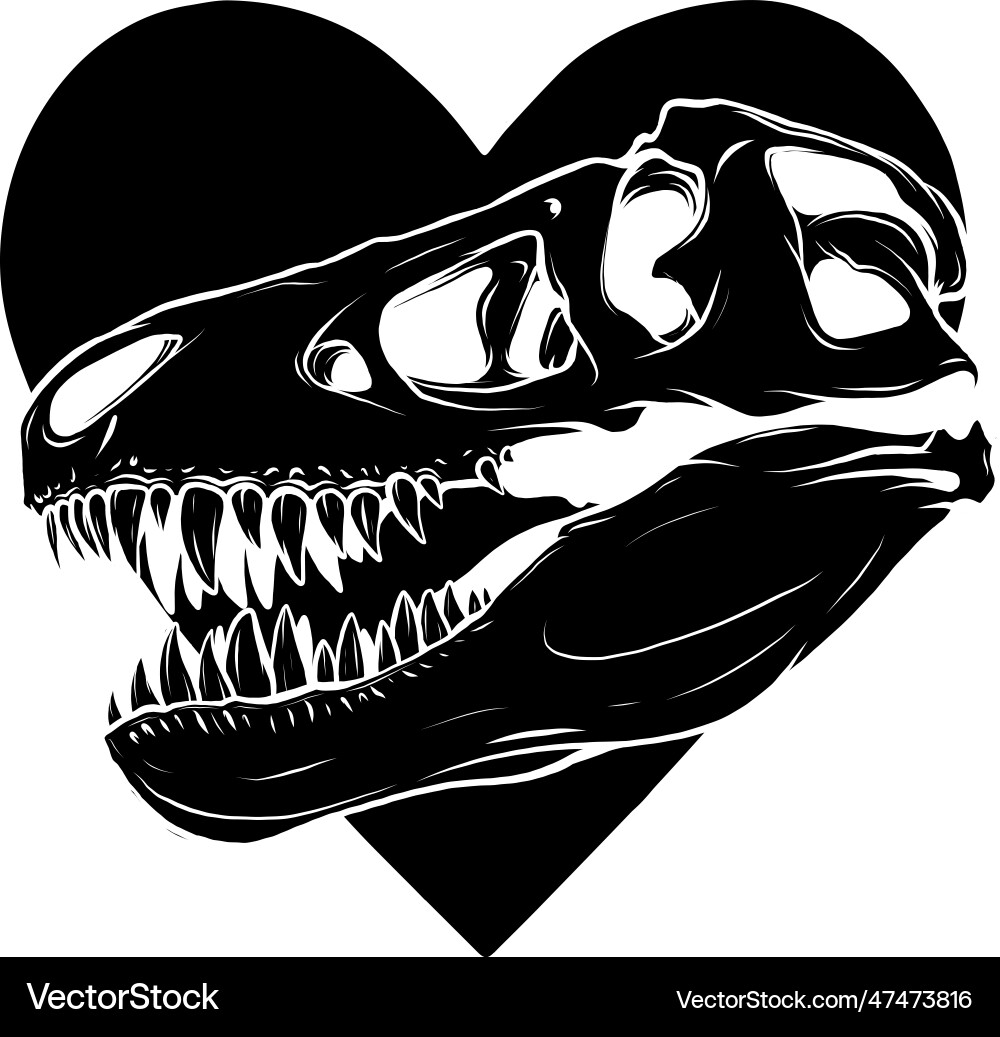 Black silhouette of dinosaur skull t-rex Black silhouette of dinosaur skull t-rex Vector Image