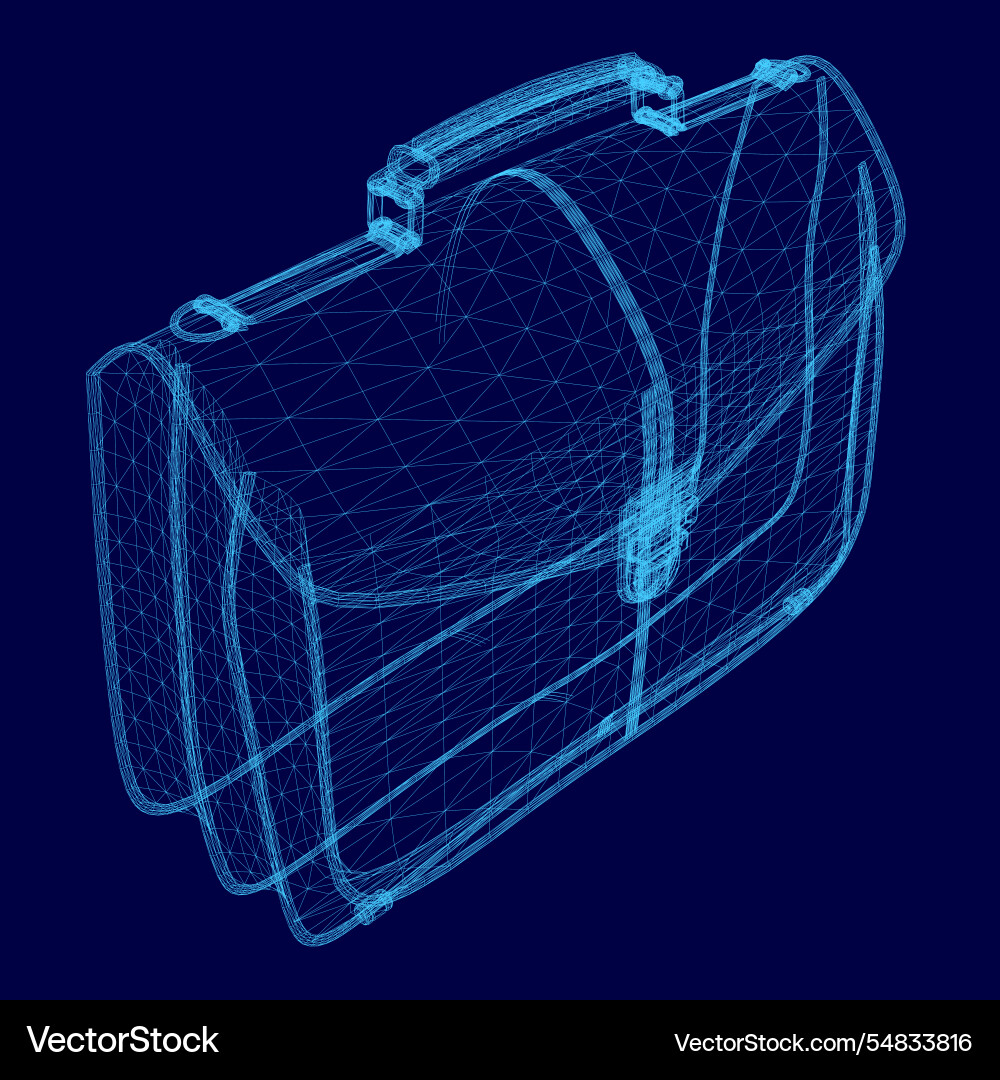 Blue 3d model of a briefcase with handle Blue 3d model of a briefcase with handle vector image