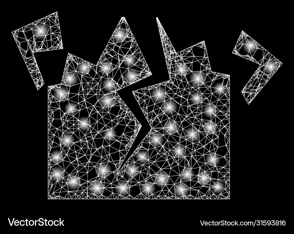 Bright web net destruction with lightspots Bright web net destruction with lightspots Vector Image