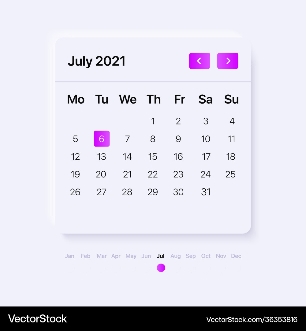 Calendar application template mobile and web Calendar application template mobile and web vector image