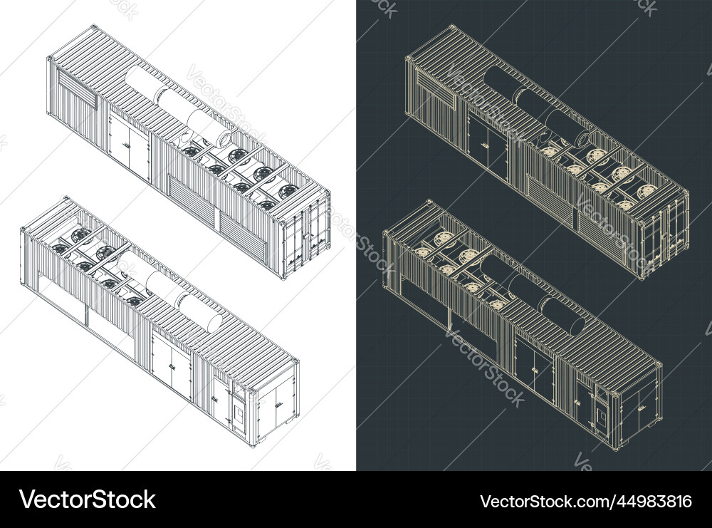 Container type generator isometric blueprints Vector Image