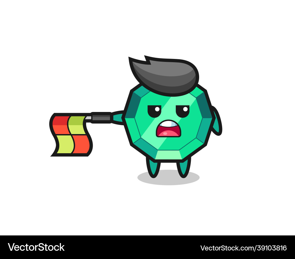 Emerald gemstone character as line judge hold Emerald gemstone character as line judge hold vector image
