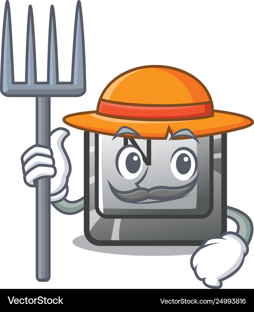 Farmer button n on a game character vector image
