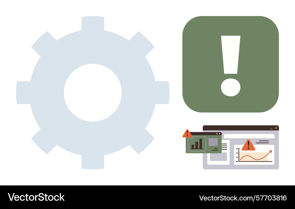 Gear with alerts on dashboard representing system Gear with alerts on dashboard representing system vector image