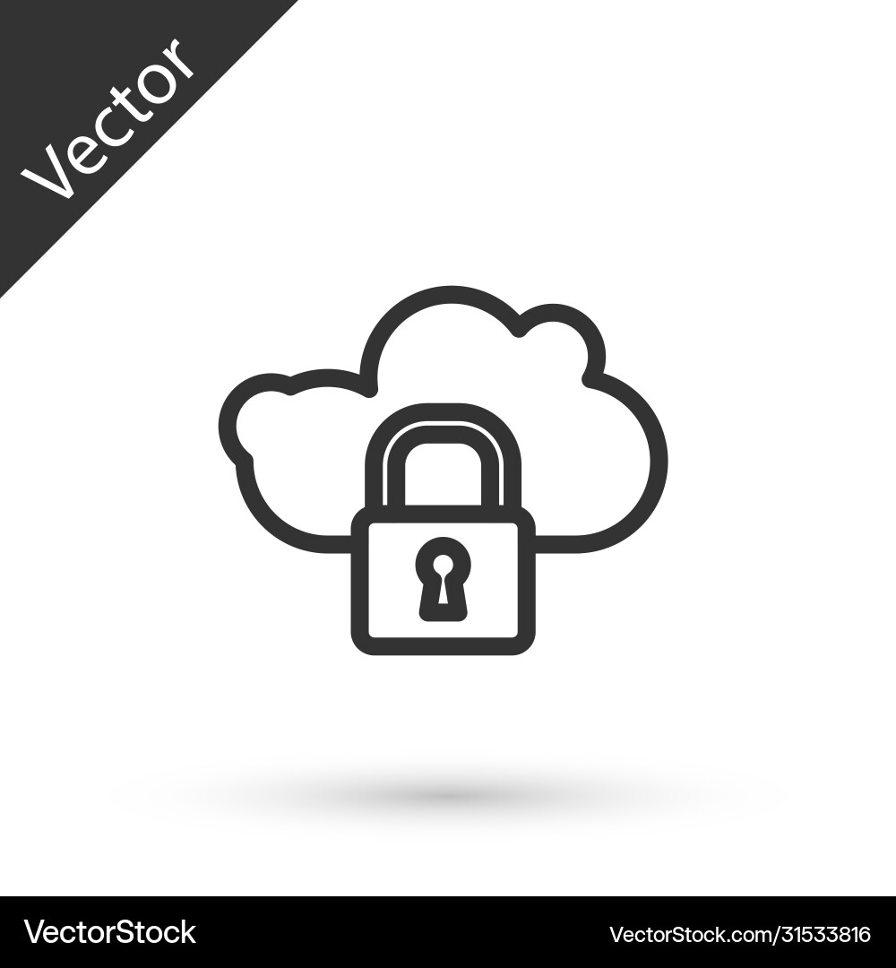 Grey line cloud computing lock icon isolated Grey line cloud computing lock icon isolated vector image