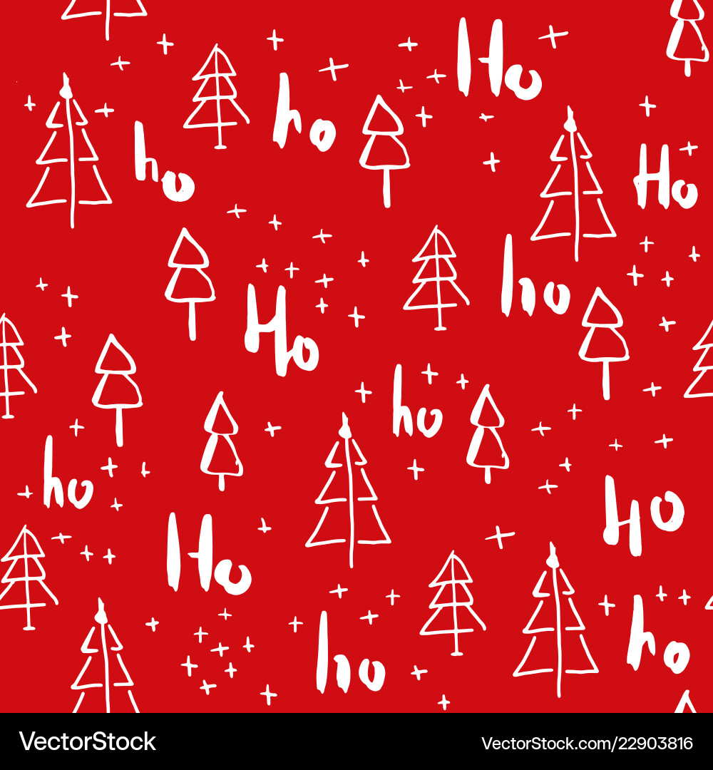 Hohoho and christmas tree seamless pattern Hohoho and christmas tree seamless pattern vector image