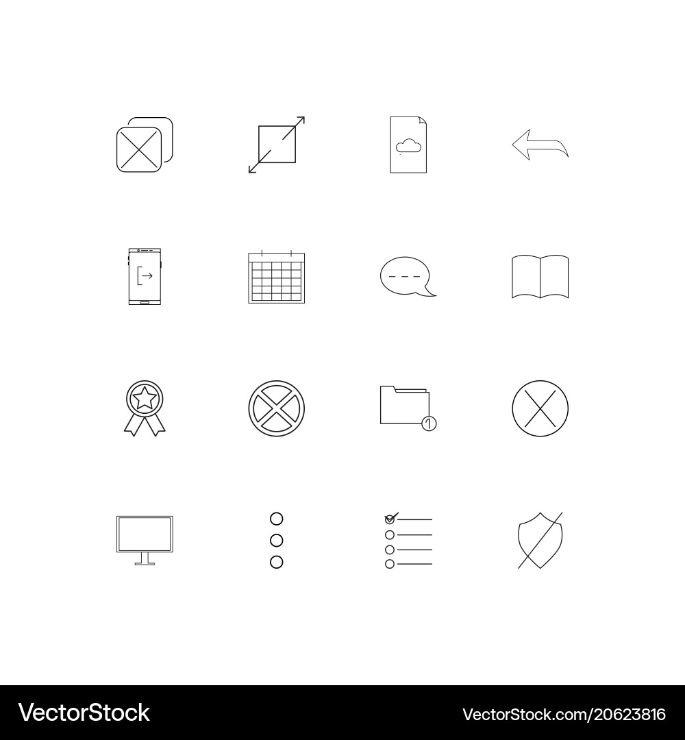Interface simple linear icons set outlined vector image