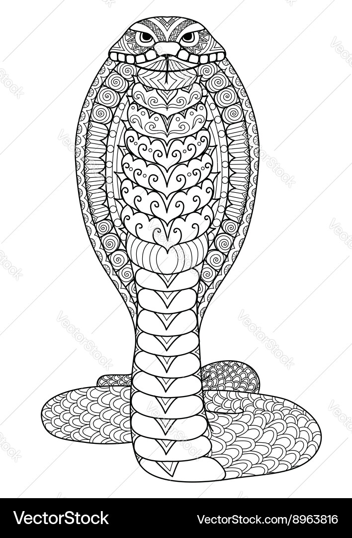 Intricate Cobra Snake Doodle Vector Image