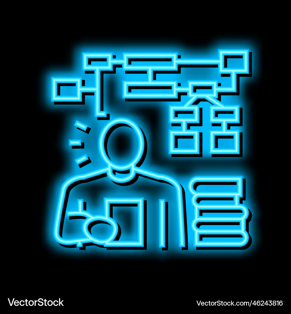 Learning algorithm neon glow icon vector image