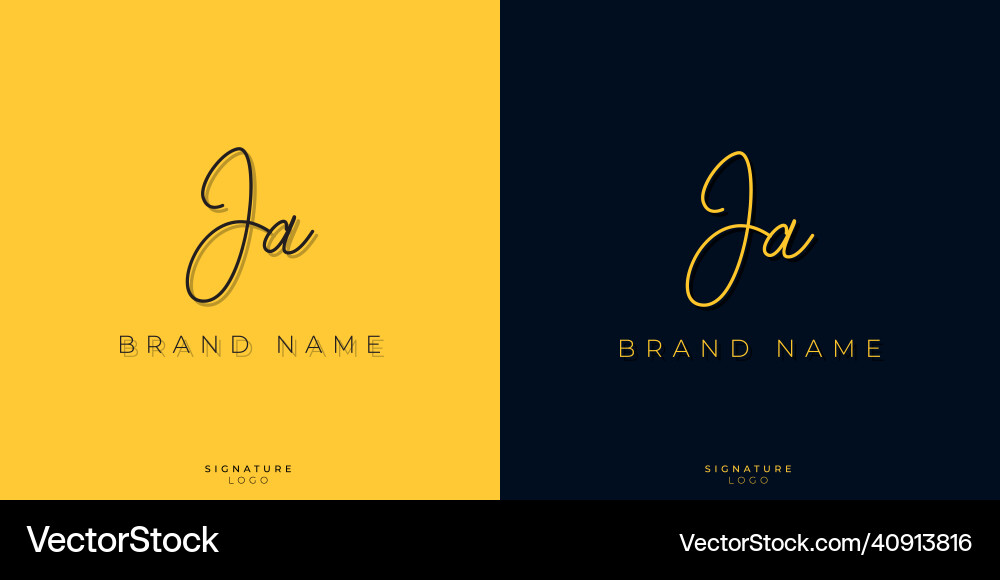 Minimal line art letters ja signature logo Minimal line art letters ja signature logo vector image