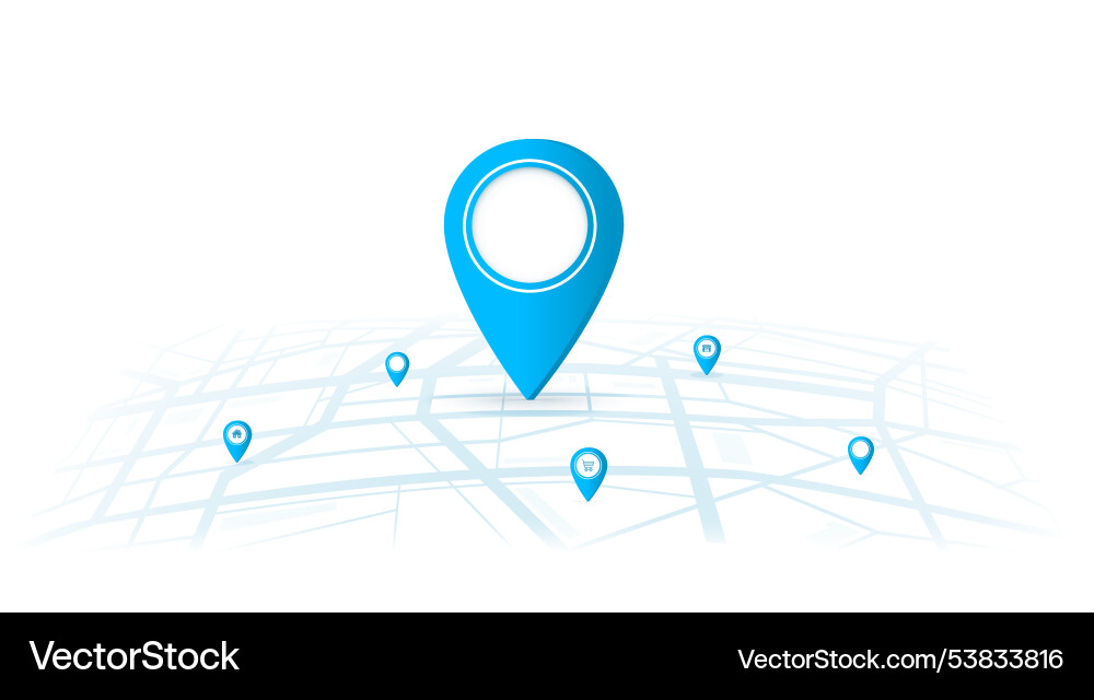 Navigation Route Map with Pins vector image