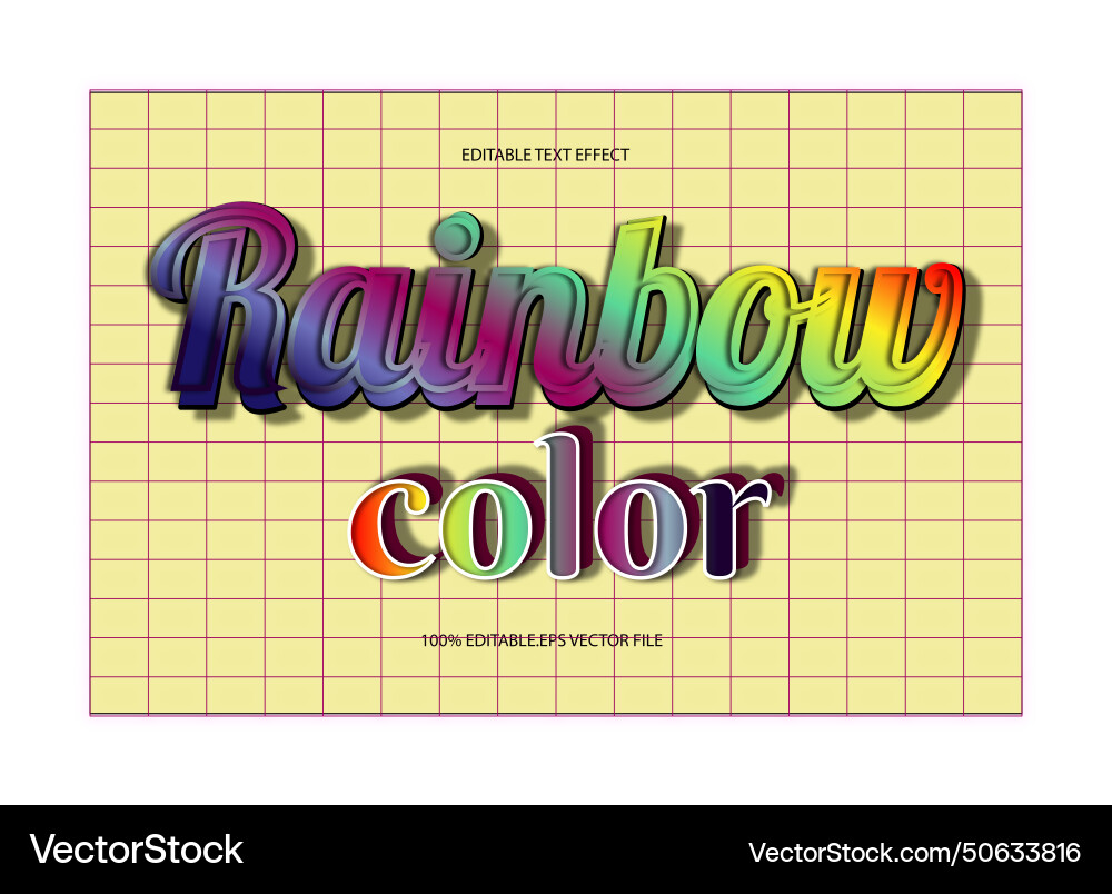 Rainbow color editable text effect 3d emboss vector image