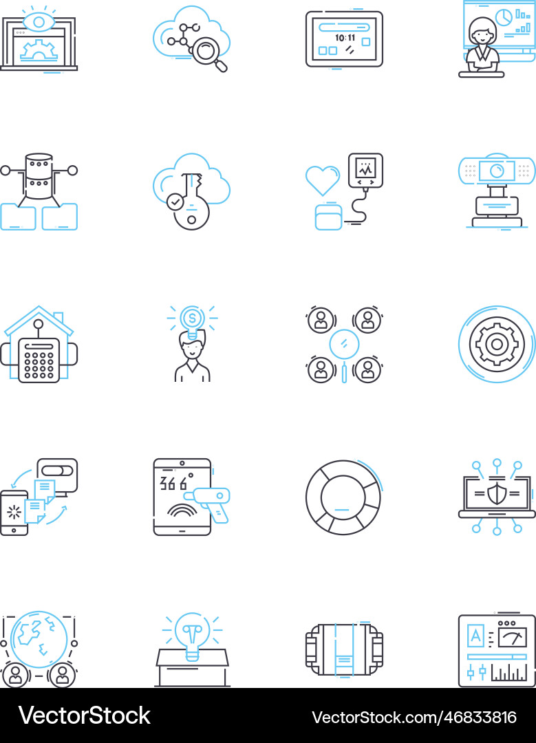 Sales forecasting linear icons set prediction Vector Image