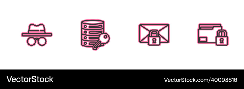 Set line incognito mode mail message lock Set line incognito mode mail message lock vector image
