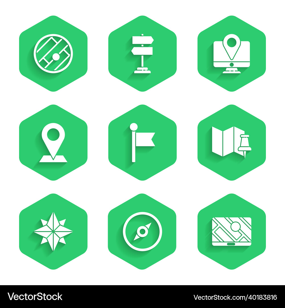 Set location marker compass city map navigation Set location marker compass city map navigation vector image