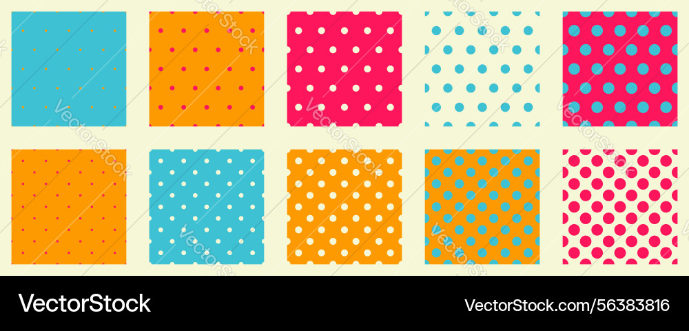 Set polka dots seamless pattern simple background Set polka dots seamless pattern simple background Vector Image