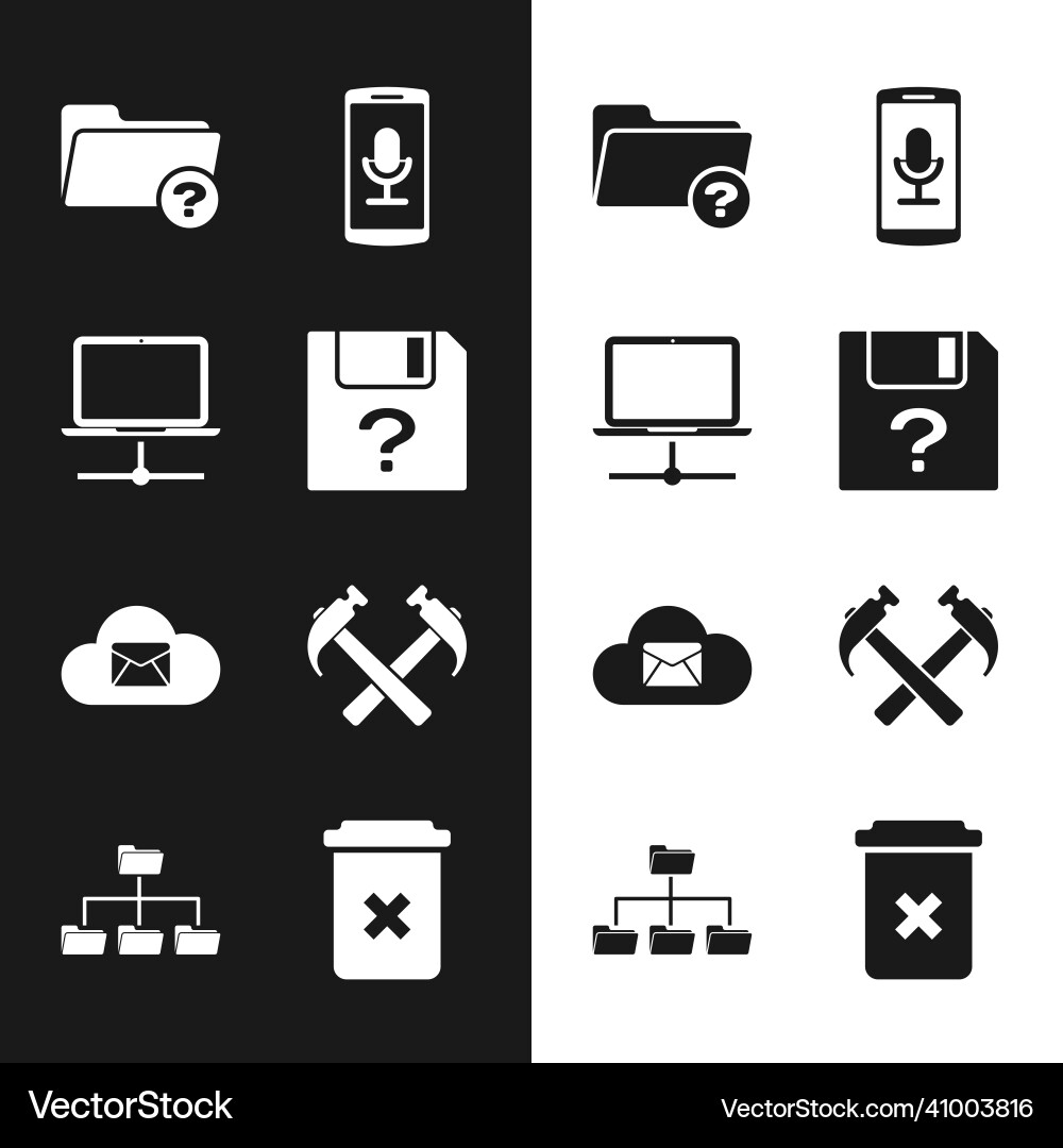 Set unknown document computer network directory Set unknown document computer network directory vector image