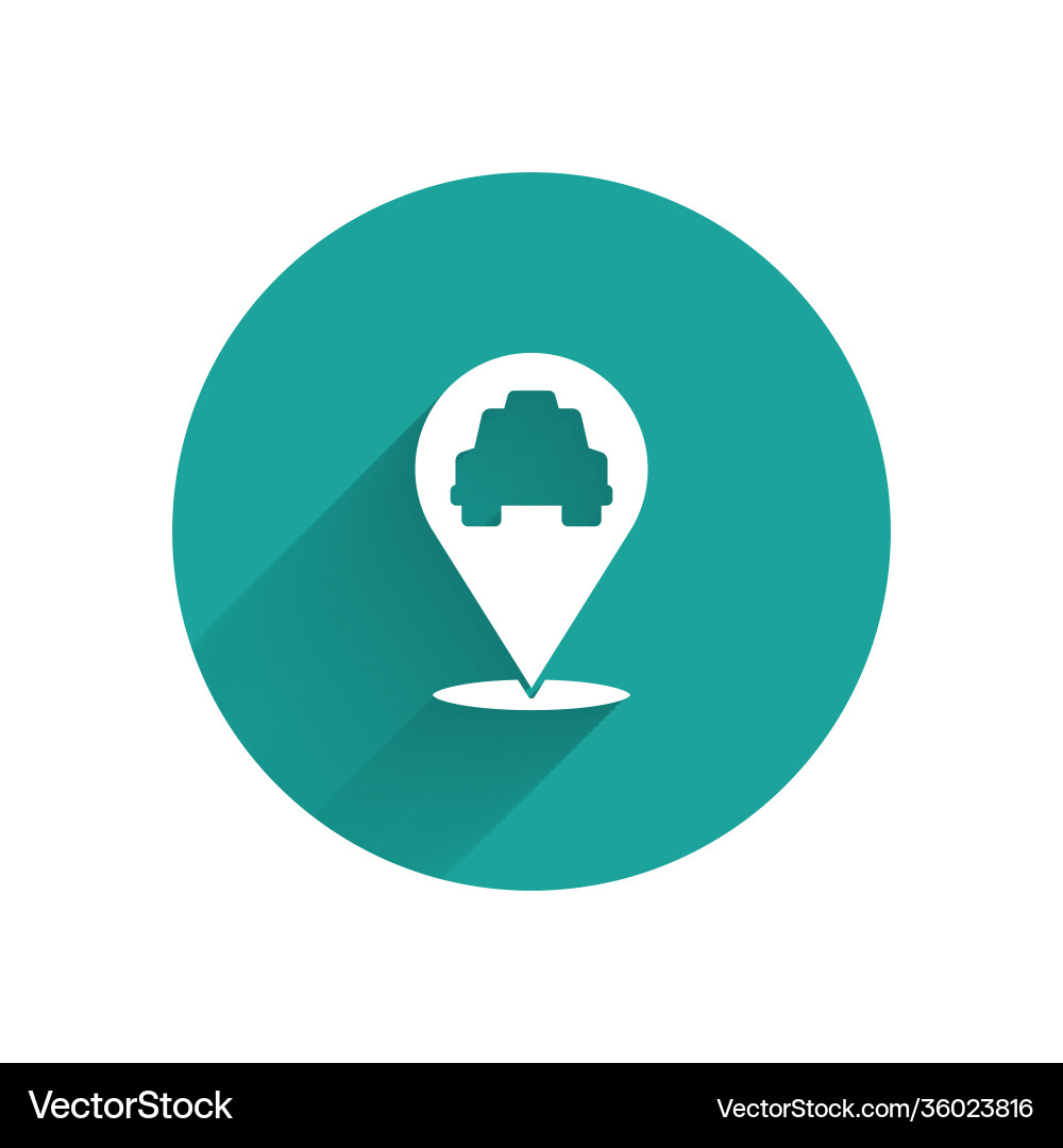 White map pointer with taxi icon isolated White map pointer with taxi icon isolated vector image