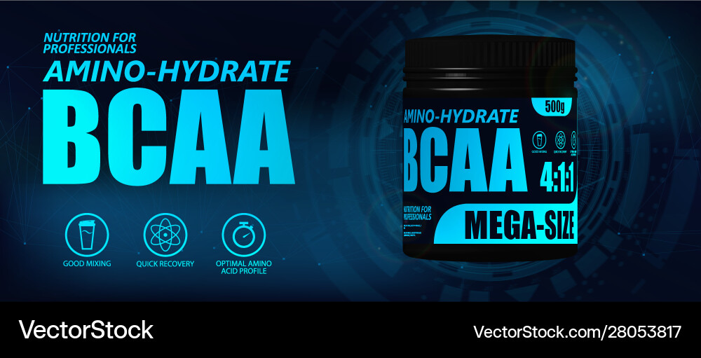 Bcaa container with hi-tech background vector image
