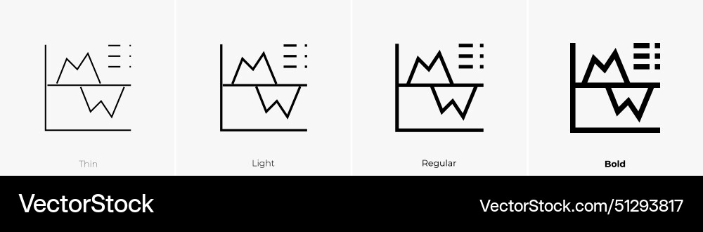 Data analytics icon thin light regular and bold Data analytics icon thin light regular and bold vector image
