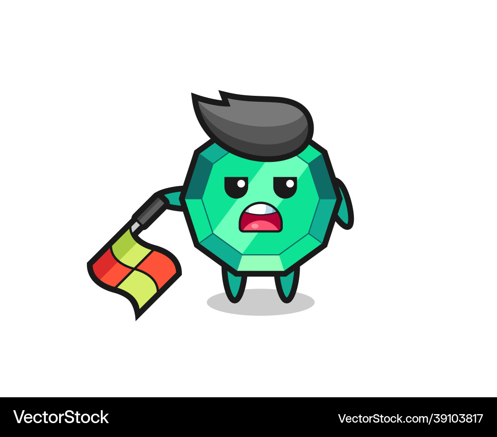 Emerald gemstone character as line judge hold Emerald gemstone character as line judge hold Vector Image